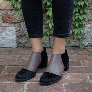 ALL BLACK Calf Hair and Leather Ankle Boots, 39